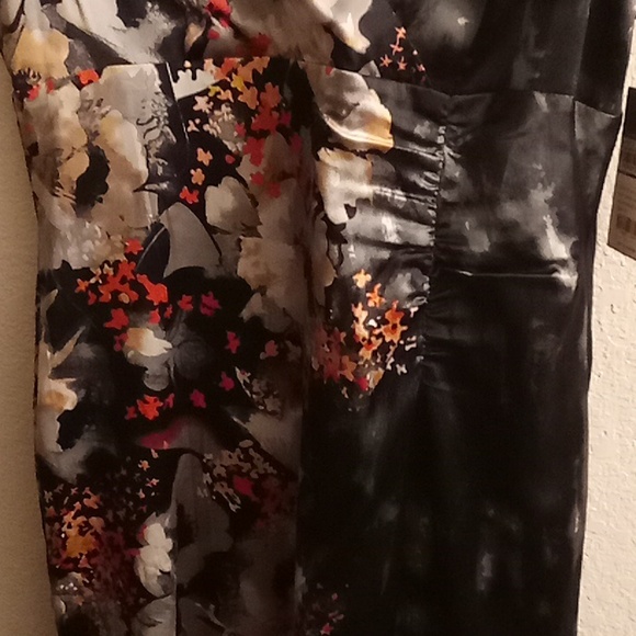 NEW DONNA RICCO NEW YORK Silk Wedding Sz 12 Floral Black-Gray Colors HMBC - Picture 7 of 12